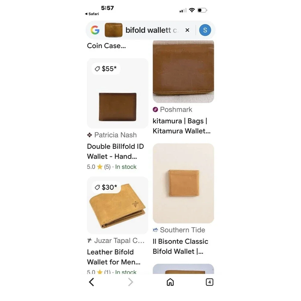 Tan Leather Bifold Wallet/ID Holder Money/Coin